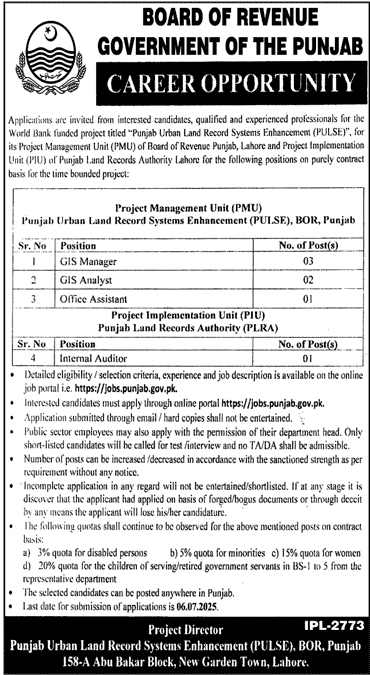 Jobs in Board of Revenue Lahore